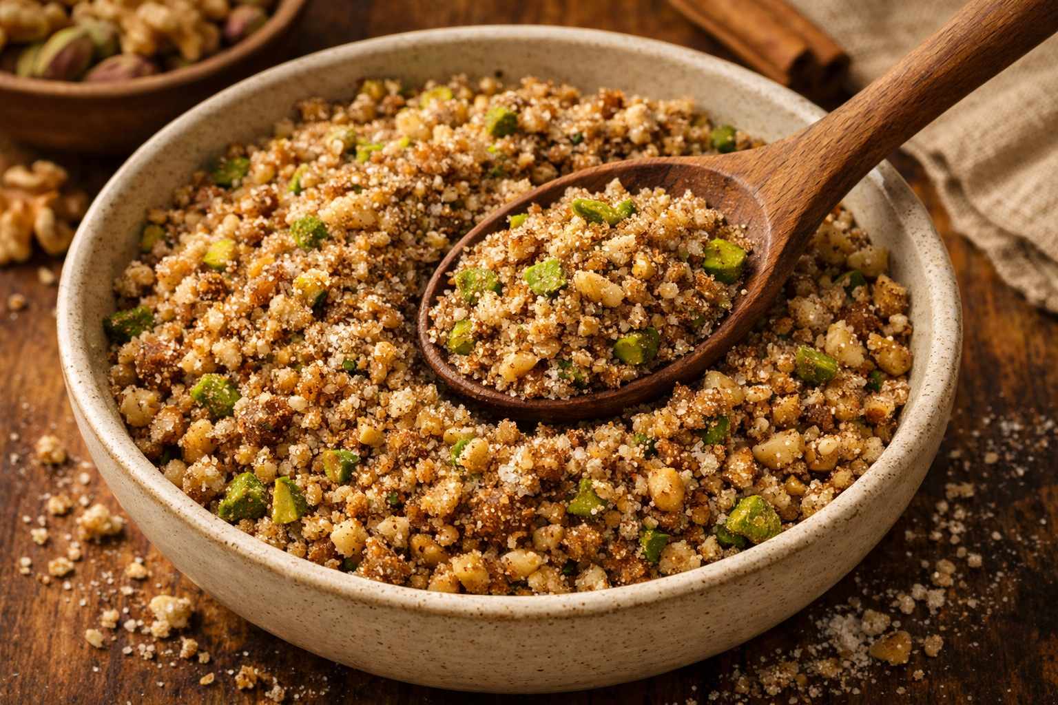 Ceviz ve fıstık karışımı baklava içi